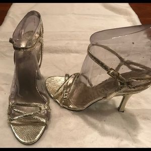 Guess Gold Snakeskin Print Sandals